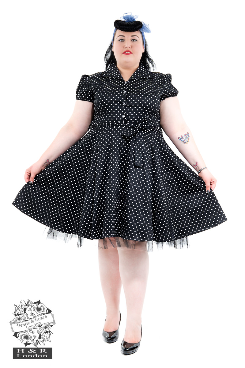 Black White Small Polka Dot Tea Dress